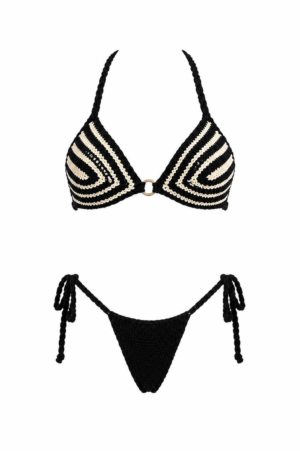 Handmade Black & Ivory Crochet Bikini Bottom