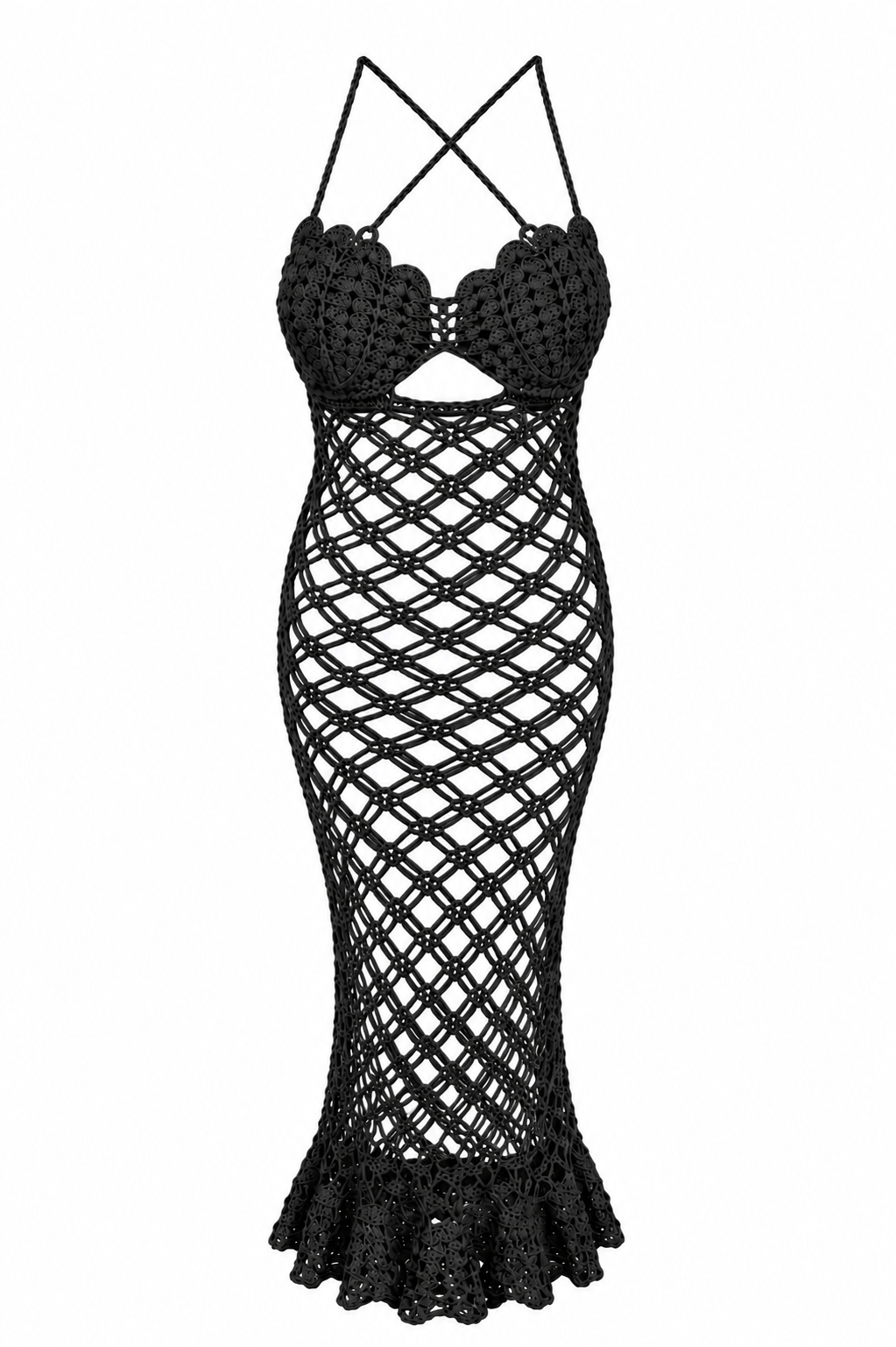 Seashell Mermaid Crochet Maxi Dress