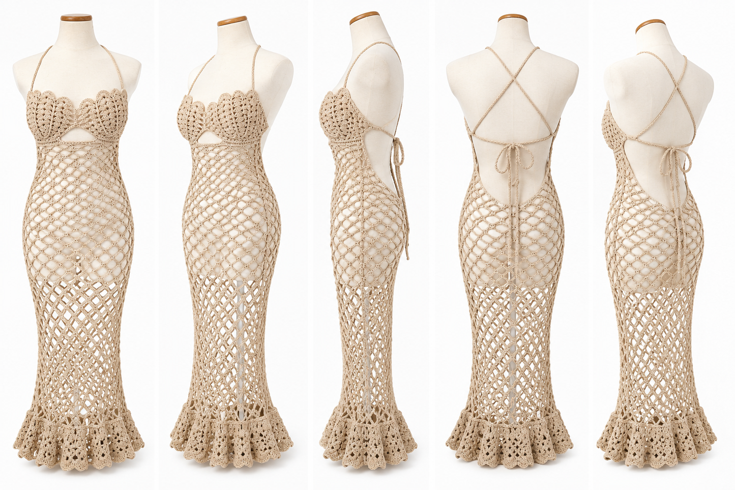 Seashell Mermaid Crochet Maxi Dress