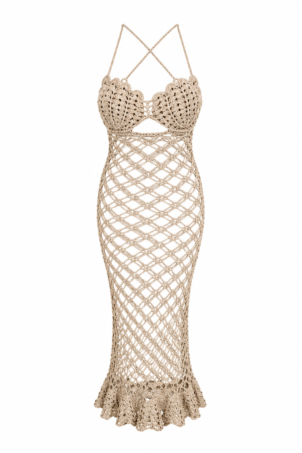Seashell Mermaid Crochet Maxi Dress