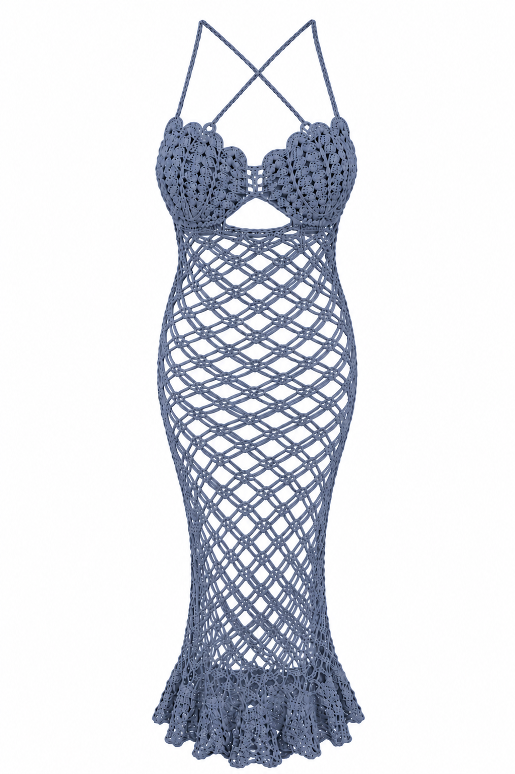 Seashell Mermaid Crochet Maxi Dress