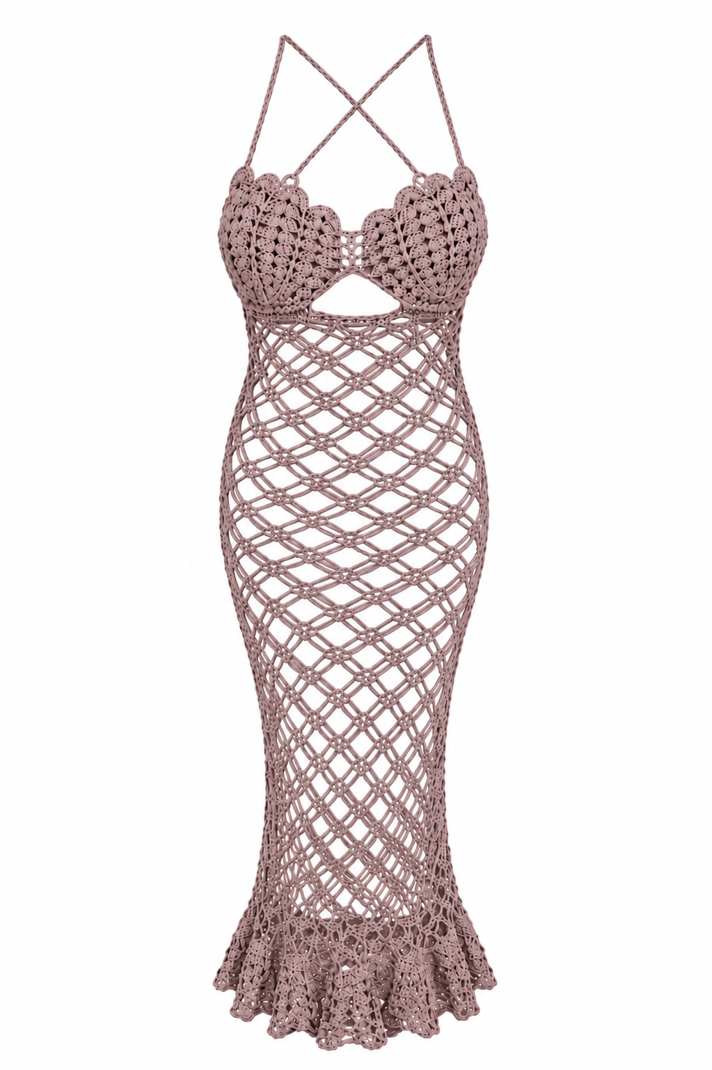 Seashell Mermaid Crochet Maxi Dress