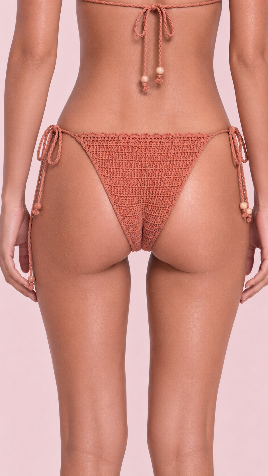Handmade Blush Pink Crochet Triangle Bikini Bottom
