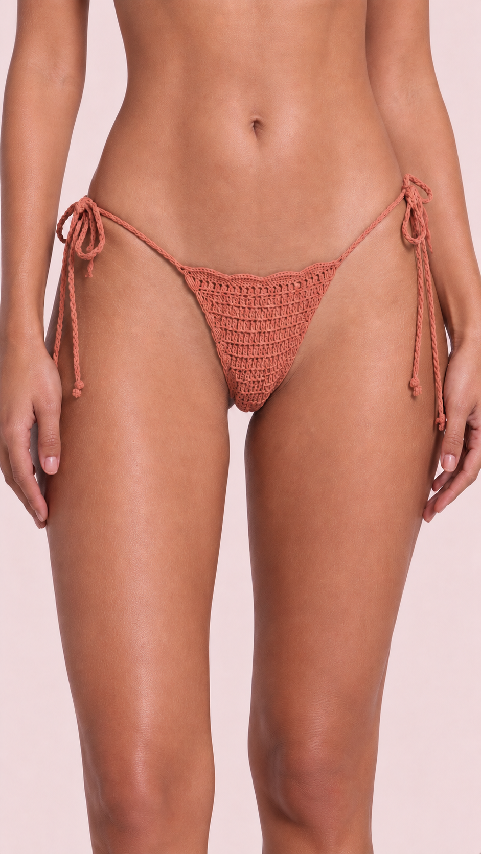 Handmade Blush Pink Crochet Triangle Bikini Bottom