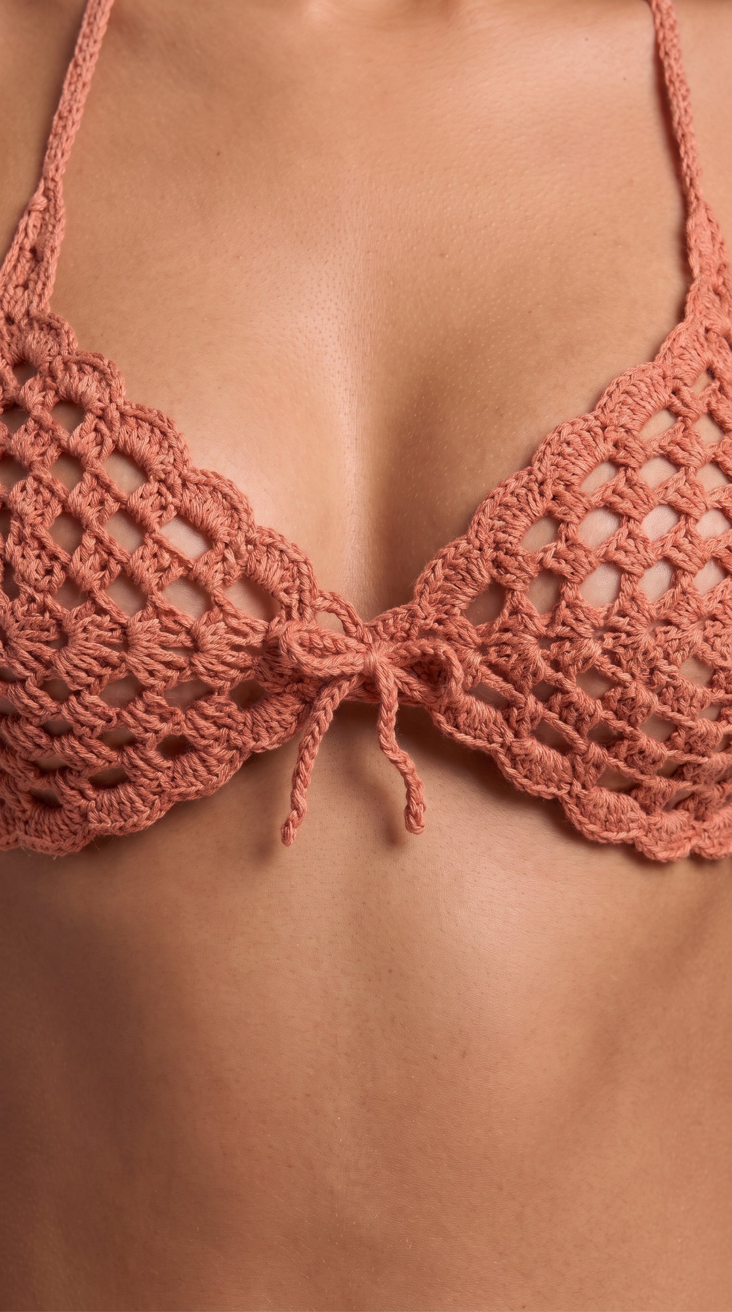 Handmade Blush Pink Crochet Triangle Bikini Top